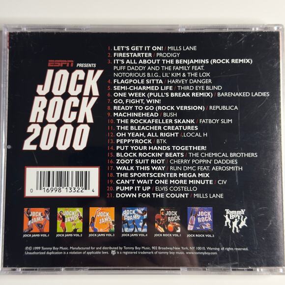 ESPN Presents: Jock Rock 2000 CD (1999 Tommy Boy Music) Sports Rock Compilation - Picture 2 of 7